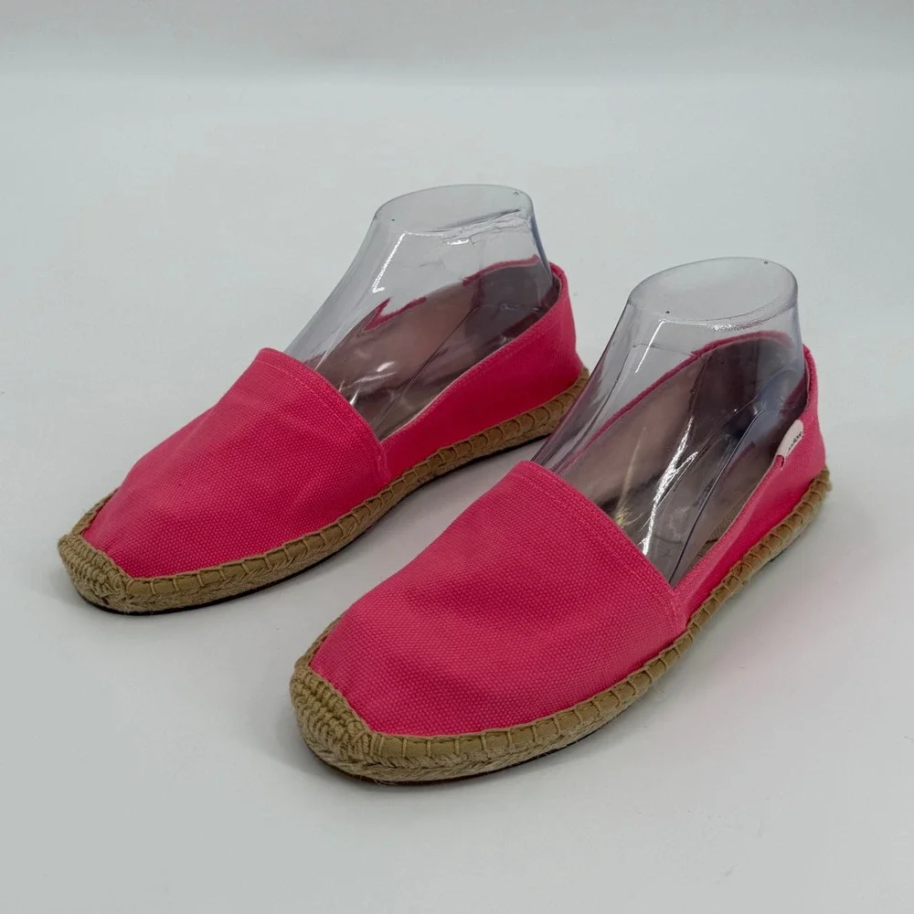 Soludos Dali Pink Canvas Espadrille Slip On Flats Womens Size 8-8.5 EU 39